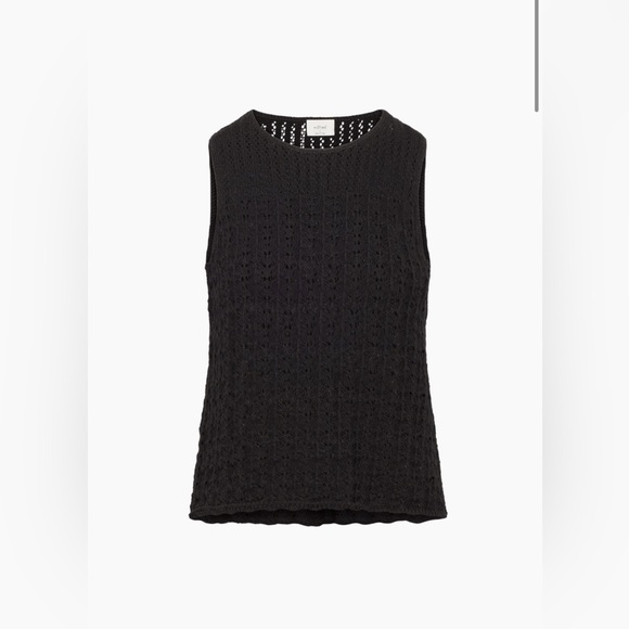NWT Aritzia Wilfred Philippa Top Size Small Black Pointelle-knit top - Picture 8 of 14